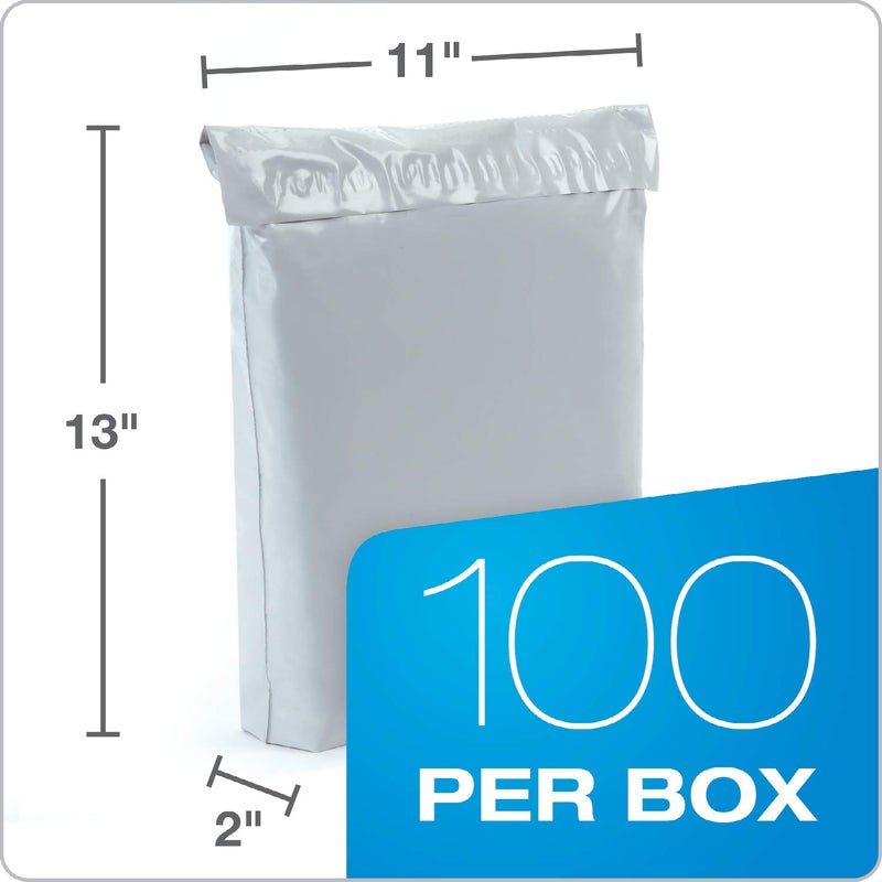 Quality Park 11 x 13 Poly Shipping Mailers, 2" Expansion, Redi-Strip, Self Sealing, Water-Resistant, Tamper Evident, Recycled White, 100 per Box (QUA46390) - Image 4